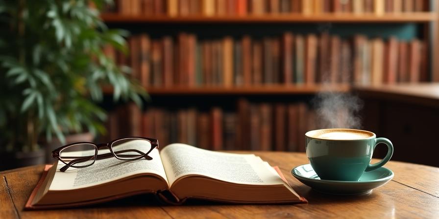 Un angolo tranquillo del Libriana Café con un libro aperto e una tazzina di caffè